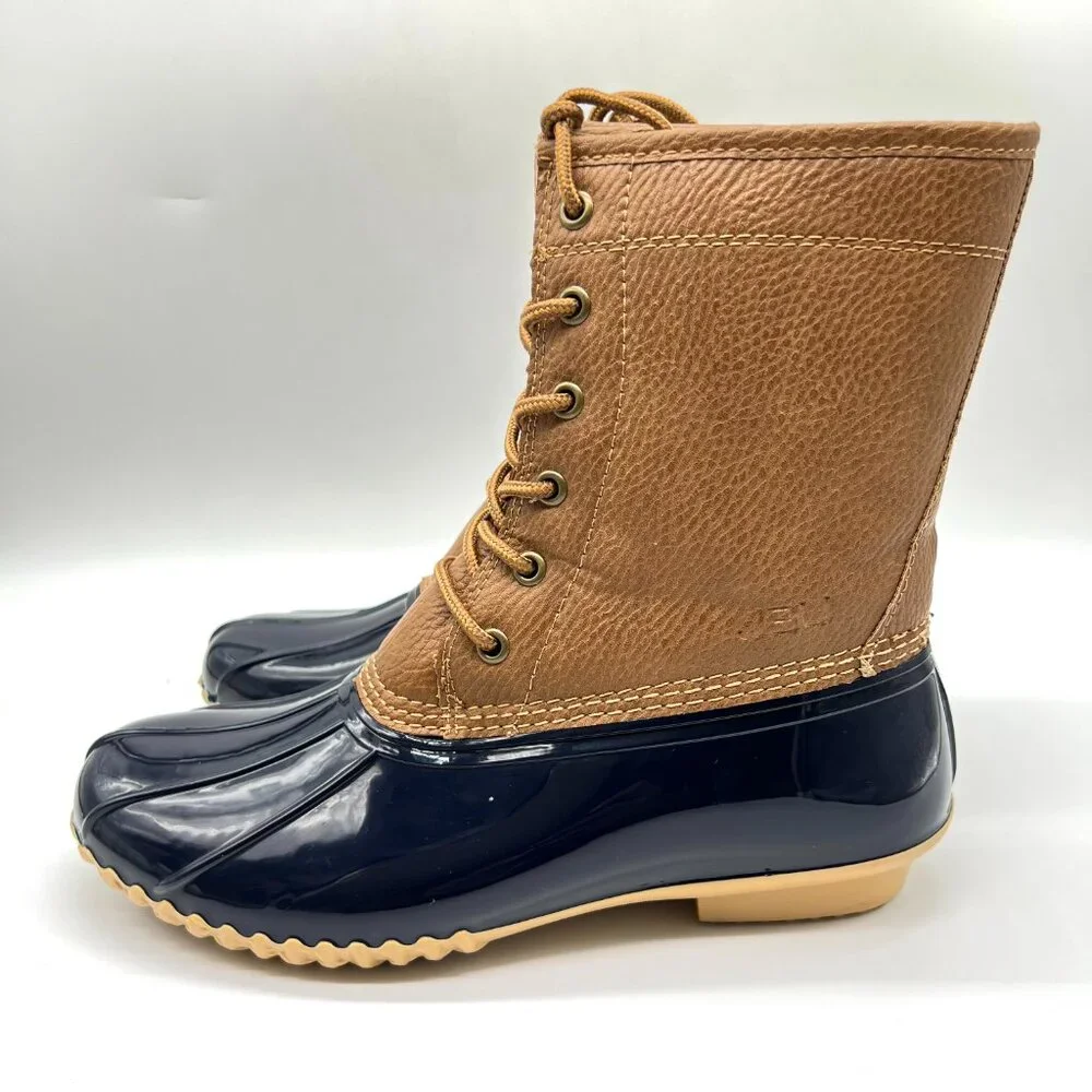 JBU By Jambu Womens Size 7.5 7.5M Tan Brown Navy Blue Waterproof‎ Duck Boots